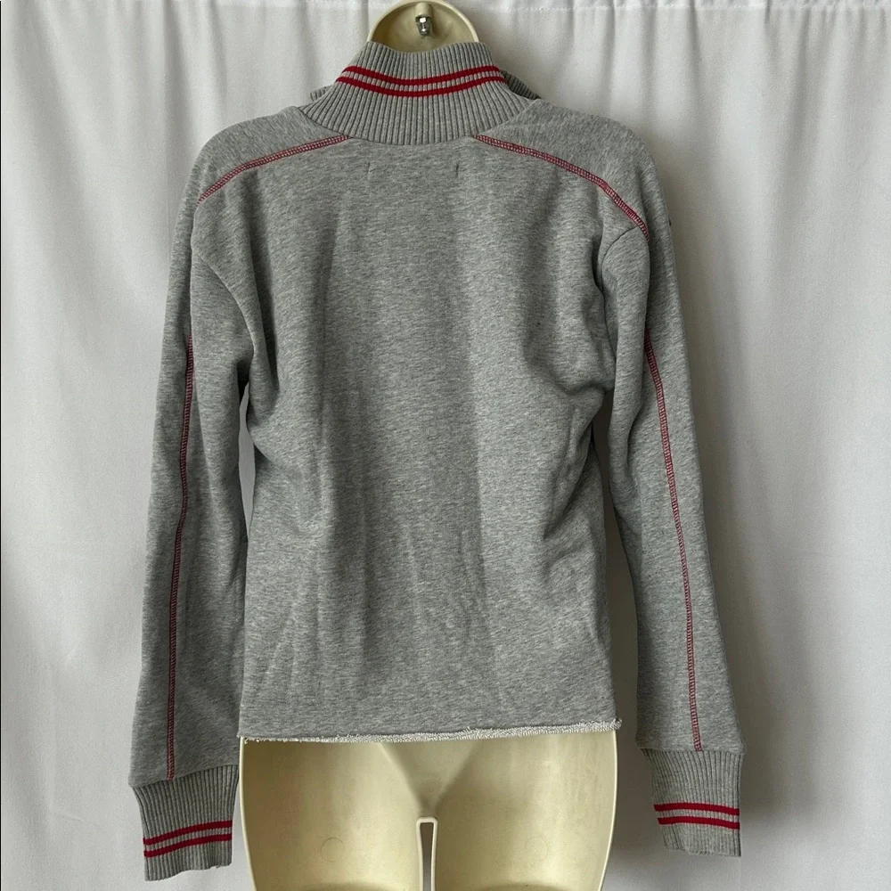 Fitigues NWT Gray Cotton Zip-Up Sweatshirt Jacket w/ Red Stripes **Size M** 🌺🌺 - Picture 2 of 6